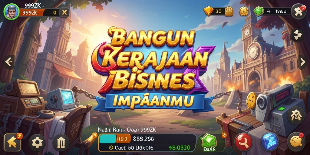 Tampilan screenshot gameplay 999ZK yang menampilkan strategi bisnis.