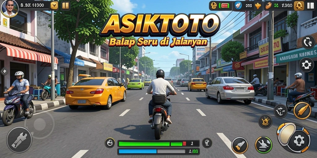 Screenshot gameplay ASIKTOTO menampilkan aksi balap yang mendebarkan.