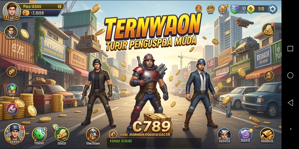 Tampilan menarik dari gameplay C789 dengan elemen Tycoon.