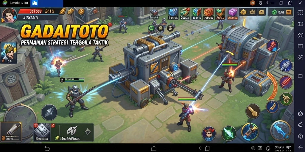Screenshot gameplay GADAITOTO menampilkan pertempuran strategis yang intens.