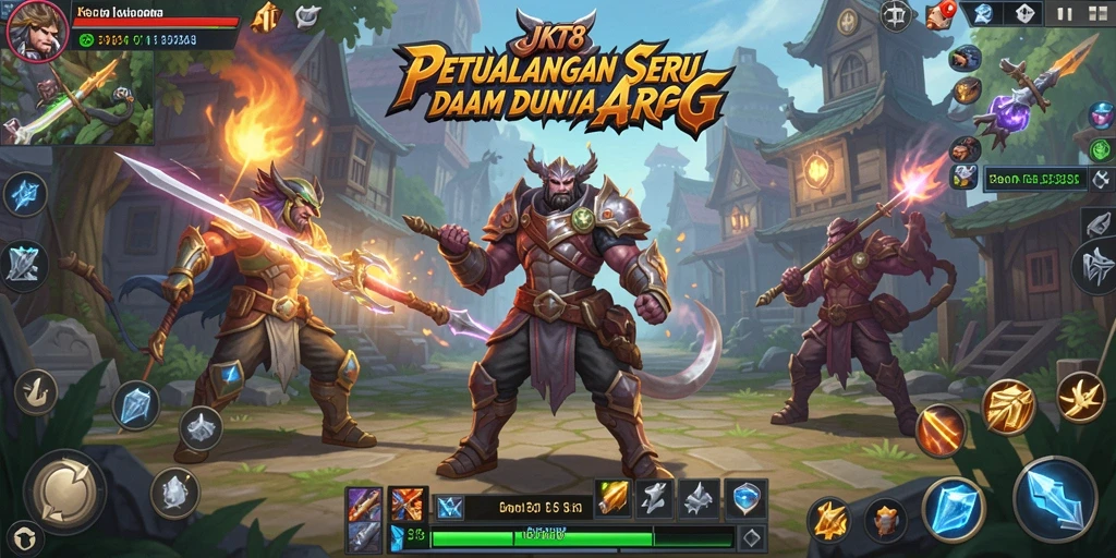 Screenshot gameplay JKT8 menampilkan pertempuran epik karakter utama.