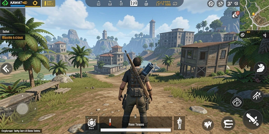 Tangkapan layar gameplay KAWAT4D menampilkan dunia terbuka yang luas dan penuh petualangan.