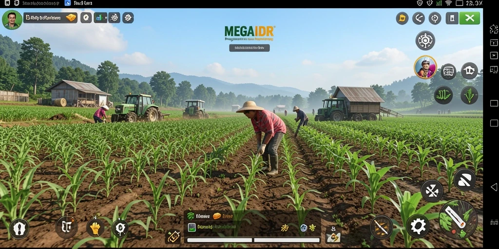 Tampilan menarik dari gameplay bertani di MEGAIDR.