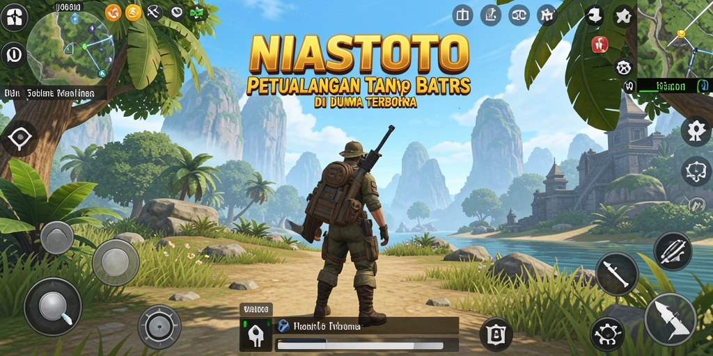 Screenshot gameplay NIASTOTO yang menampilkan dunia Open World yang luas.