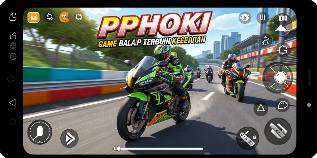 Gameplay seru di PPHOKI dengan aksi balap motor yang mendebarkan.