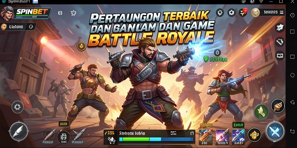 Screenshot game SPINBET menampilkan pertempuran intens dalam Battle Royale.