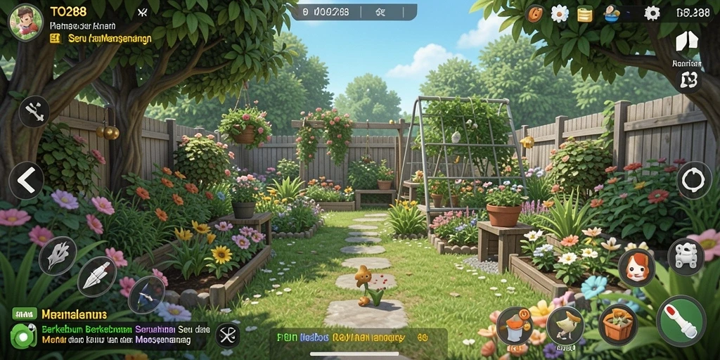 Tangkapan layar menampilkan gameplay seru di TO288 dengan kebun yang rimbun.